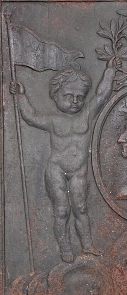 Cast iron fireback depicting Louis XVI-5