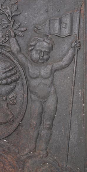 Cast iron fireback depicting Louis XVI-6