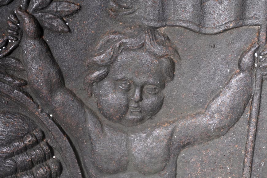 Cast iron fireback depicting Louis XVI-7