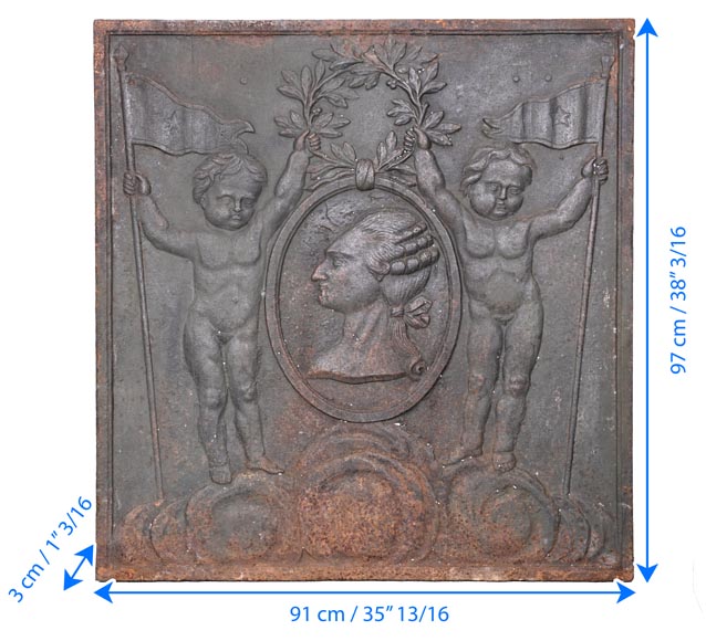 Cast iron fireback depicting Louis XVI-9