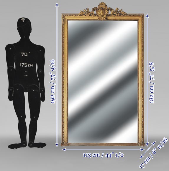 Louis XVI style gilded trumeau, decorated with a coat of arms-5