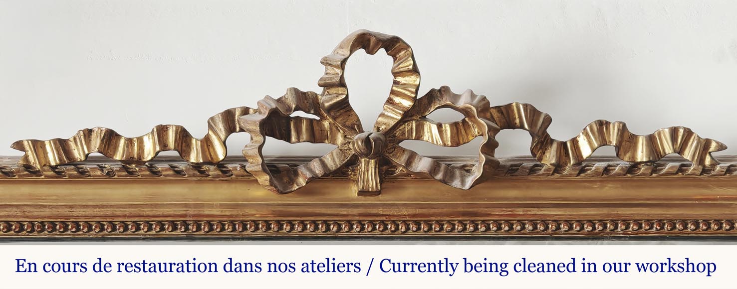 Louis XVI style gilded trumeau topped with a knotted ribbon-1