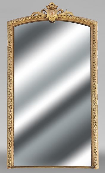 Napoleon III style gilded trumeau decorated with a frieze of oak leaves-0