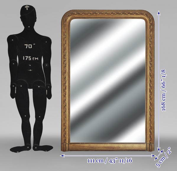 Louis XVI style gilded trumeau with ribbon and pearl decoration-5