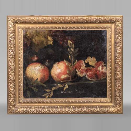 Still life with pomegranates and grapes, Italian school, 17th century