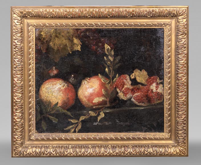 Still life with pomegranates and grapes, Italian school, 17th century-0