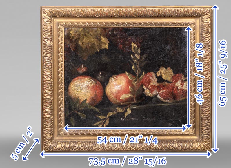 Still life with pomegranates and grapes, Italian school, 17th century-7