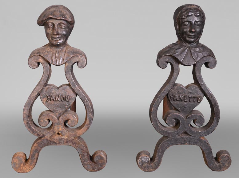 Pair of Cast Iron Andirons Pair of Cast Iron Andirons