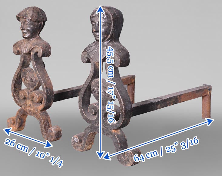 Pair of Cast Iron Andirons Pair of Cast Iron Andirons