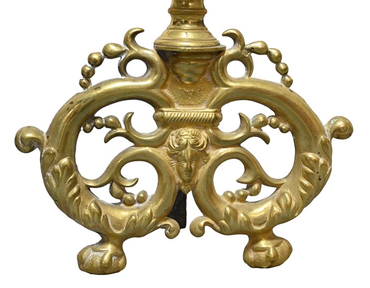 Pair of gilt bronze andirons, Restoration style, early 19th century-3