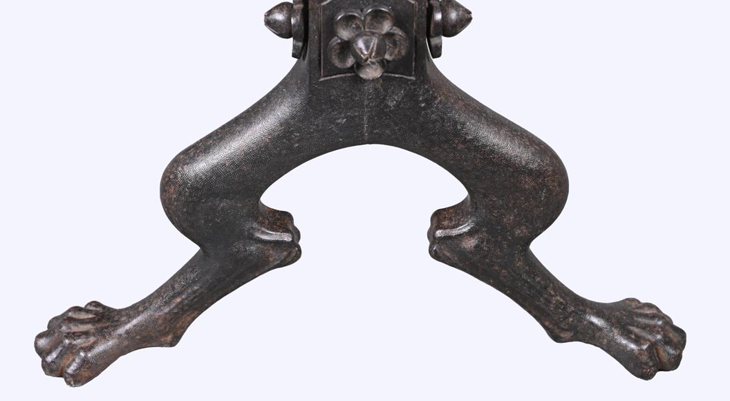 E. LARCHEVÊQUE, pair of wrought iron fire dogs with dragon heads-6