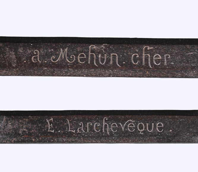 E. LARCHEVÊQUE, pair of wrought iron fire dogs with dragon heads-13