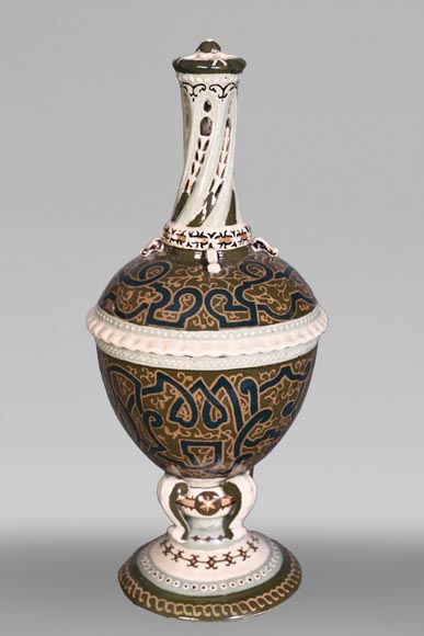 JOUNEAU Prosper – Large Hispano-Moorish Pierced Vase, Parthenay, 1889-0
