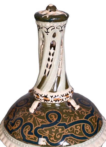 JOUNEAU Prosper – Large Hispano-Moorish Pierced Vase, Parthenay, 1889-1