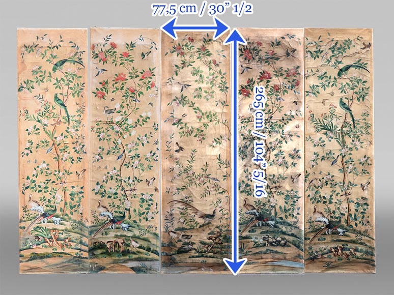 Five wallpaper panels, China, 18th century-17