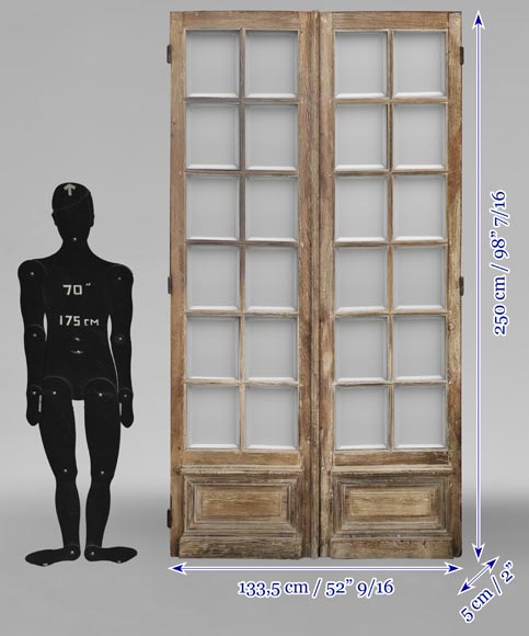 Double door with small beveled panes-7