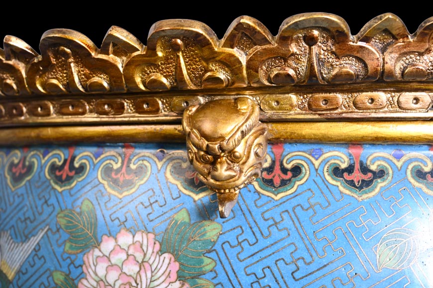 Ferdinand BARBEDIENNE – Japonist cachepot in gilt bronze and cloisonné enamel-4