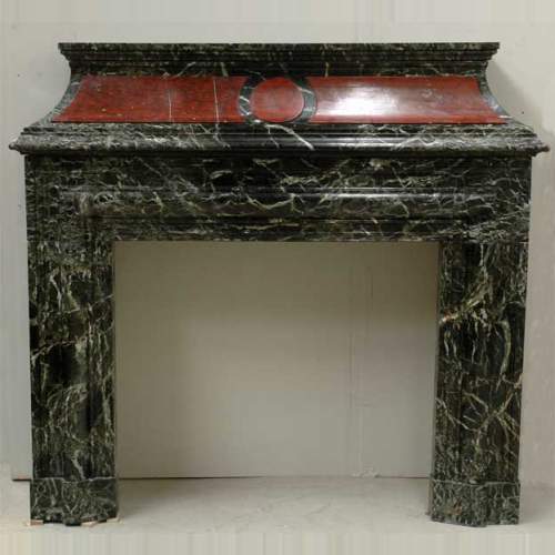 Antique hooded fireplace made out of  Sea Green marble with Red Griotte marble
