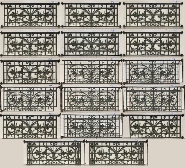 Set of Art Nouveau Wrought Iron Window Railings-0
