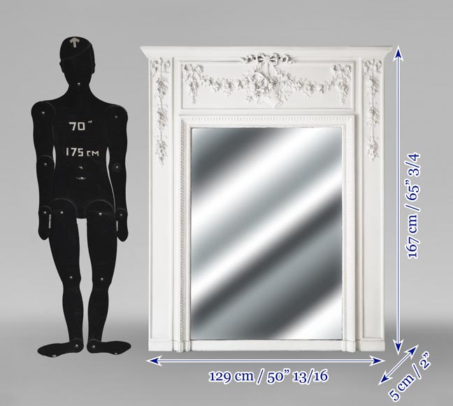 Louis XVI style trumeau decorated with floral garlands-6