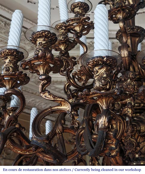  Important Louis XV style chandelier with 36 lights, in gilt bronze-5