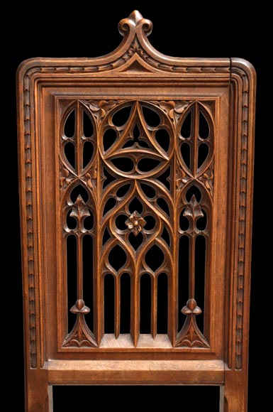 Set of 12 Neo-Gothic chairs featuring four different types of openwork backs-1