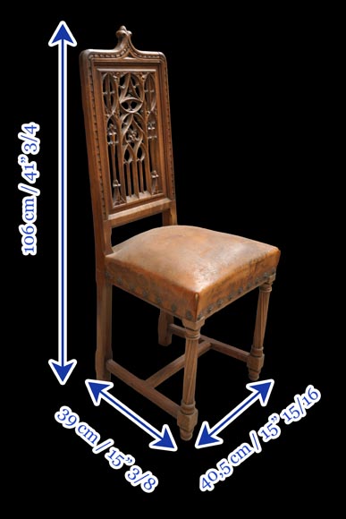 Set of 12 Neo-Gothic chairs featuring four different types of openwork backs-10