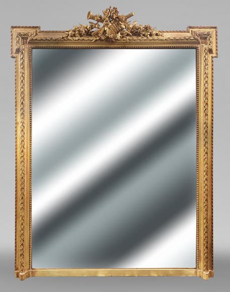 Gilded Louis XVI style trumeau with musical instruments-0