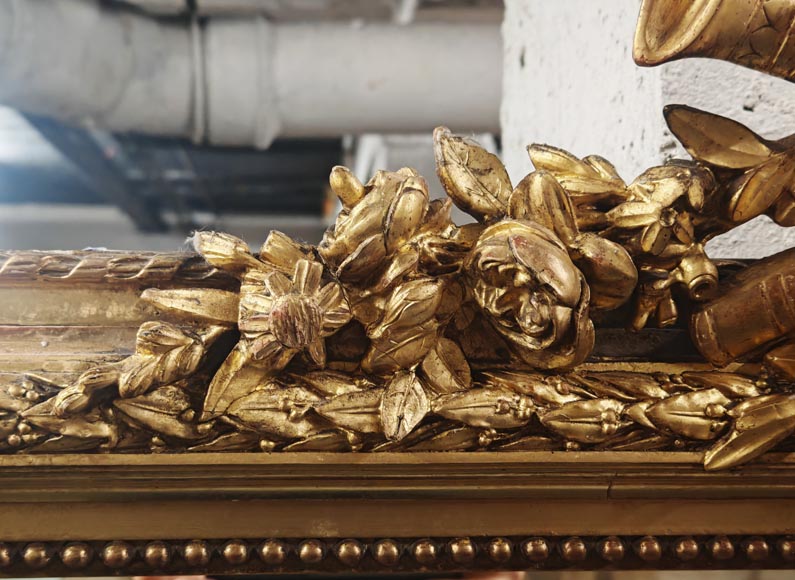 Gilded Louis XVI style trumeau with musical instruments-3