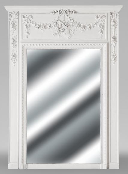 Louis XVI style trumeau decorated with a floral basket-0