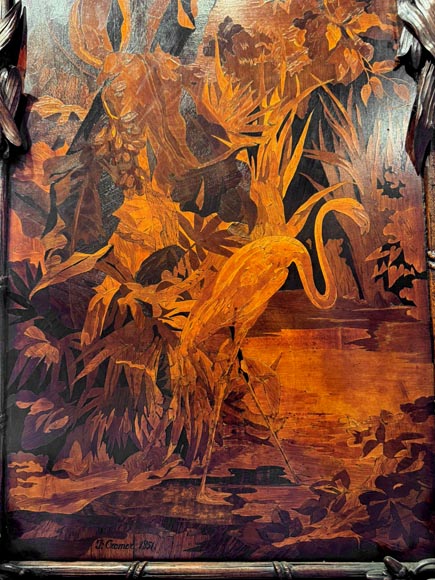 Jean-Pierre TAHAN & Joseph CREMER, two-part carved buffet with marquetry panel called “Fantasy Furniture” Exhibition 1855-5