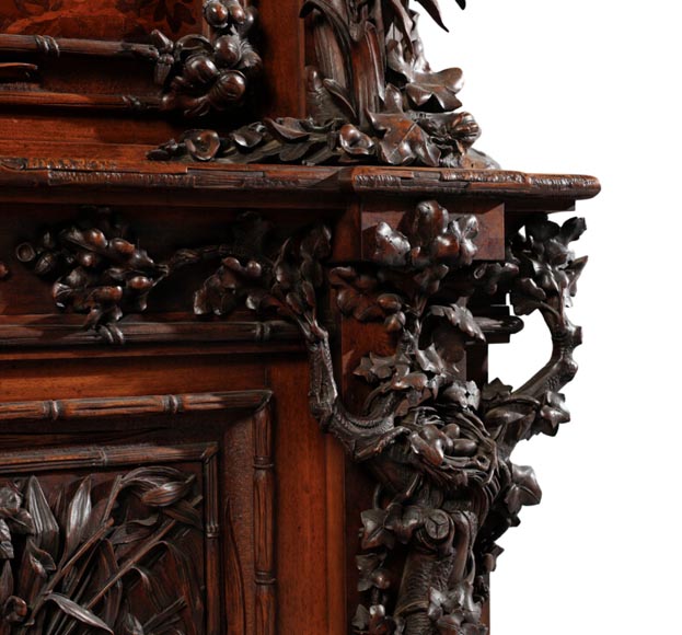 Jean-Pierre TAHAN & Joseph CREMER, two-part carved buffet with marquetry panel called “Fantasy Furniture” Exhibition 1855-6