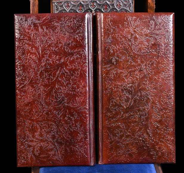 Leather and iron travelling case with dragons and mascarons-3