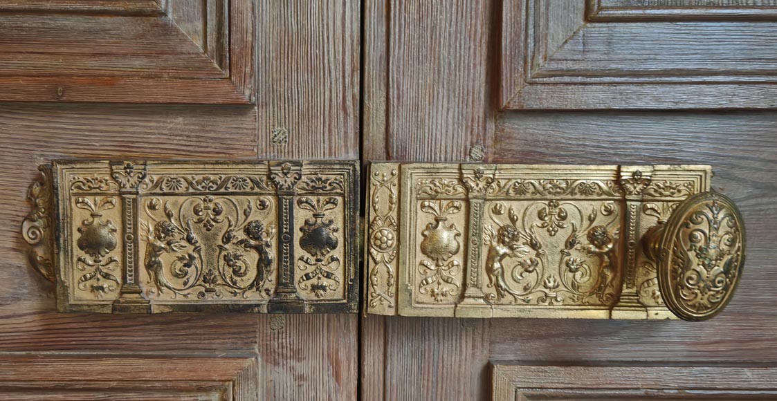 Set of 4 double doors in carved wood-10