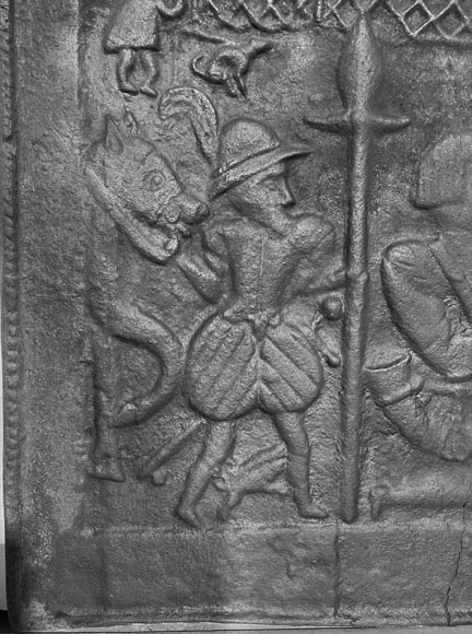 Cast iron fireplace plaque depicting Cast iron fireplace plaque depicting