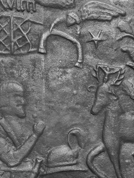 Cast iron fireplace plaque depicting Cast iron fireplace plaque depicting