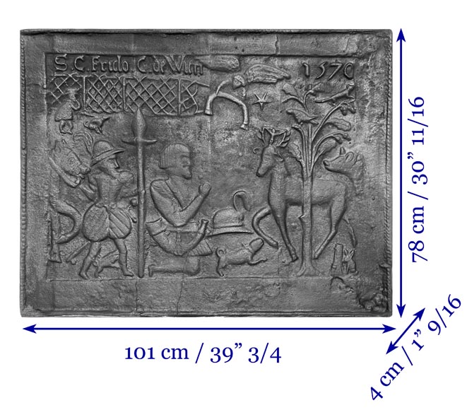 Cast iron fireplace plaque depicting Cast iron fireplace plaque depicting