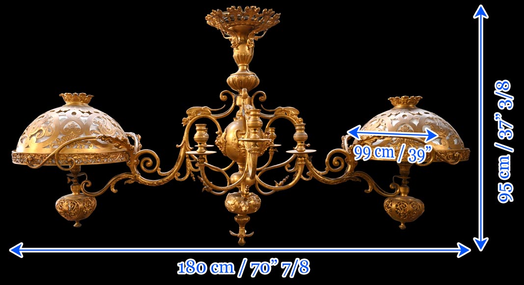 Napoléon III period gilt-bronze billiard chandelier-13