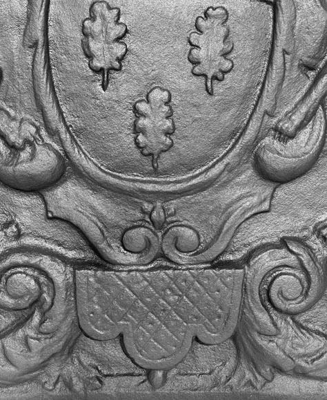 Fireplace plaque with coat of arms supported by two greyhounds Fireplace plaque with coat of arms supported by two greyhounds-5
