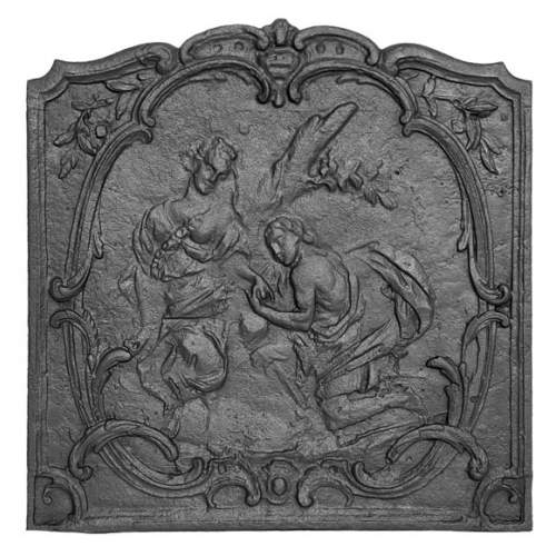 Louis XV style fireplace plaque with a gallant scene