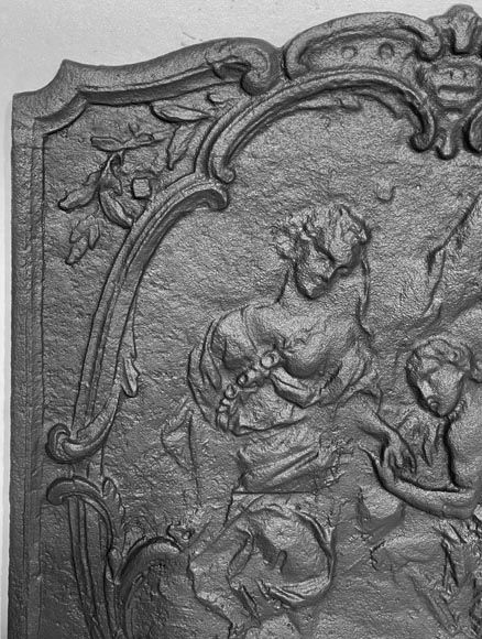 Louis XV style fireplace plaque with a gallant scene Louis XV style fireplace plaque with a gallant scene-1