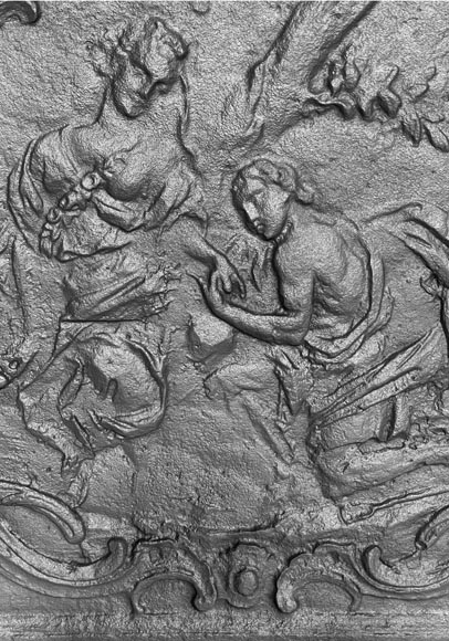 Louis XV style fireplace plaque with a gallant scene Louis XV style fireplace plaque with a gallant scene-3