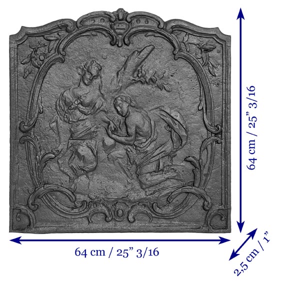 Louis XV style fireplace plaque with a gallant scene Louis XV style fireplace plaque with a gallant scene-8