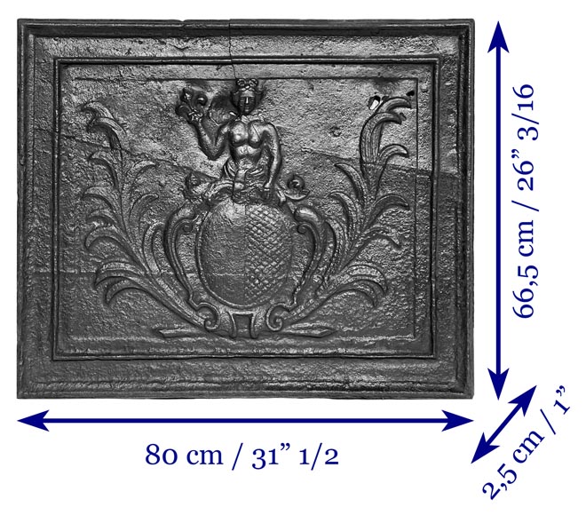 Fireplace plaque with coat of arms surmounted by Apollo holding a fleur-de-lis Fireplace plaque with coat of arms surmounted by Apollo holding a fleur-de-lis-10