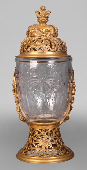 “Gourd” bowl, engraved crystal and gilt bronze “Gourd” bowl, engraved crystal and gilt bronze-0