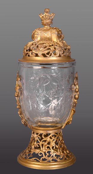 “Gourd” bowl, engraved crystal and gilt bronze “Gourd” bowl, engraved crystal and gilt bronze-2