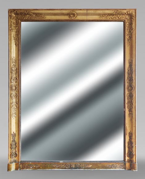 Gilded Louis Philippe period trumeau decorated with flowers and a palmette-0