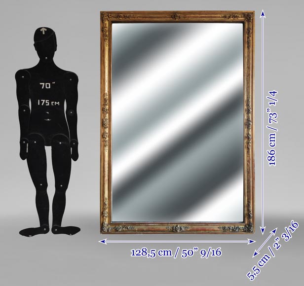 Gilded Louis Philippe period trumeau with floral decoration and engravings-8