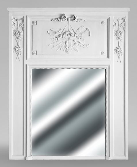 Louis XVI style trumeau with floral decoration-0