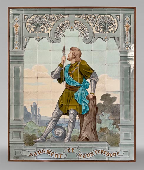 Sarreguemines, ceramic Panel Depicting the “Chevalier Bayard” Sarreguemines, ceramic Panel Depicting the “Chevalier Bayard”-0